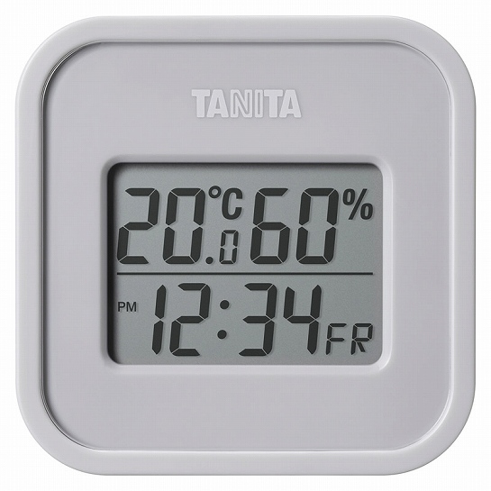 タニタ デジタル温湿度計（小型） TT-588-GY ウォームグレー