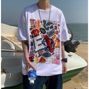 2022春夏新作 メンズ 男 カジュアル トップス 半袖 丸首 プリント Tシャツ インナー 3色 M-5XL