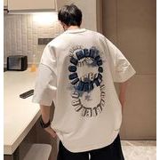 2022春夏新作 メンズ 男 カジュアル 半袖 丸首 プリント トップス Tシャツ インナー 2色 M-3XL