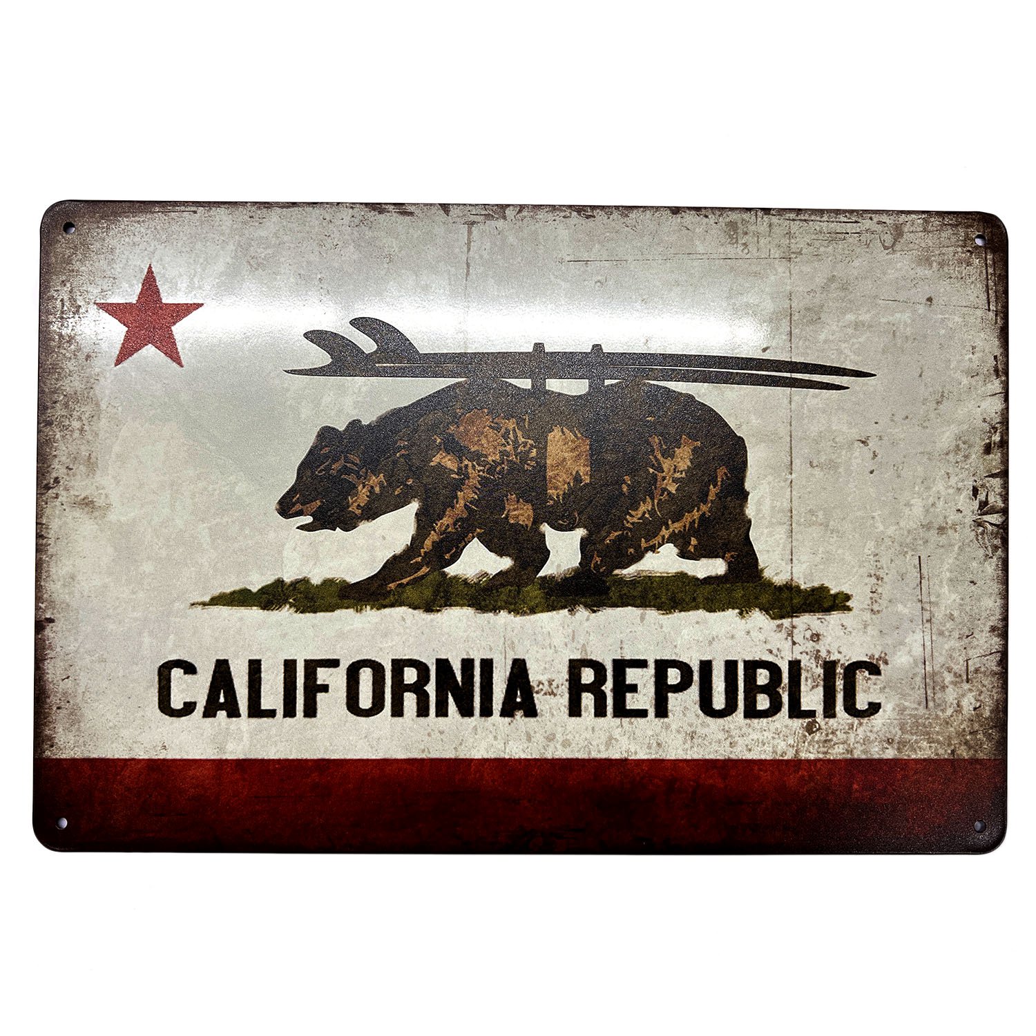 サインボード　看板　ブリキ看板　メタルサイン　カリフォルニア州旗　A4　アメ雑　アメリカン雑貨