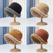 秋と冬の漁師の帽子 暖かい 人気の韓国の女性の帽子 さらにベルベットの厚さ ロールハット