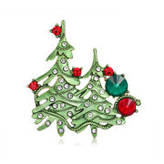 ブローチ飾り、クリスマス ブローチ、ラインストーン コサージュ、塗装クリスマス ツリー