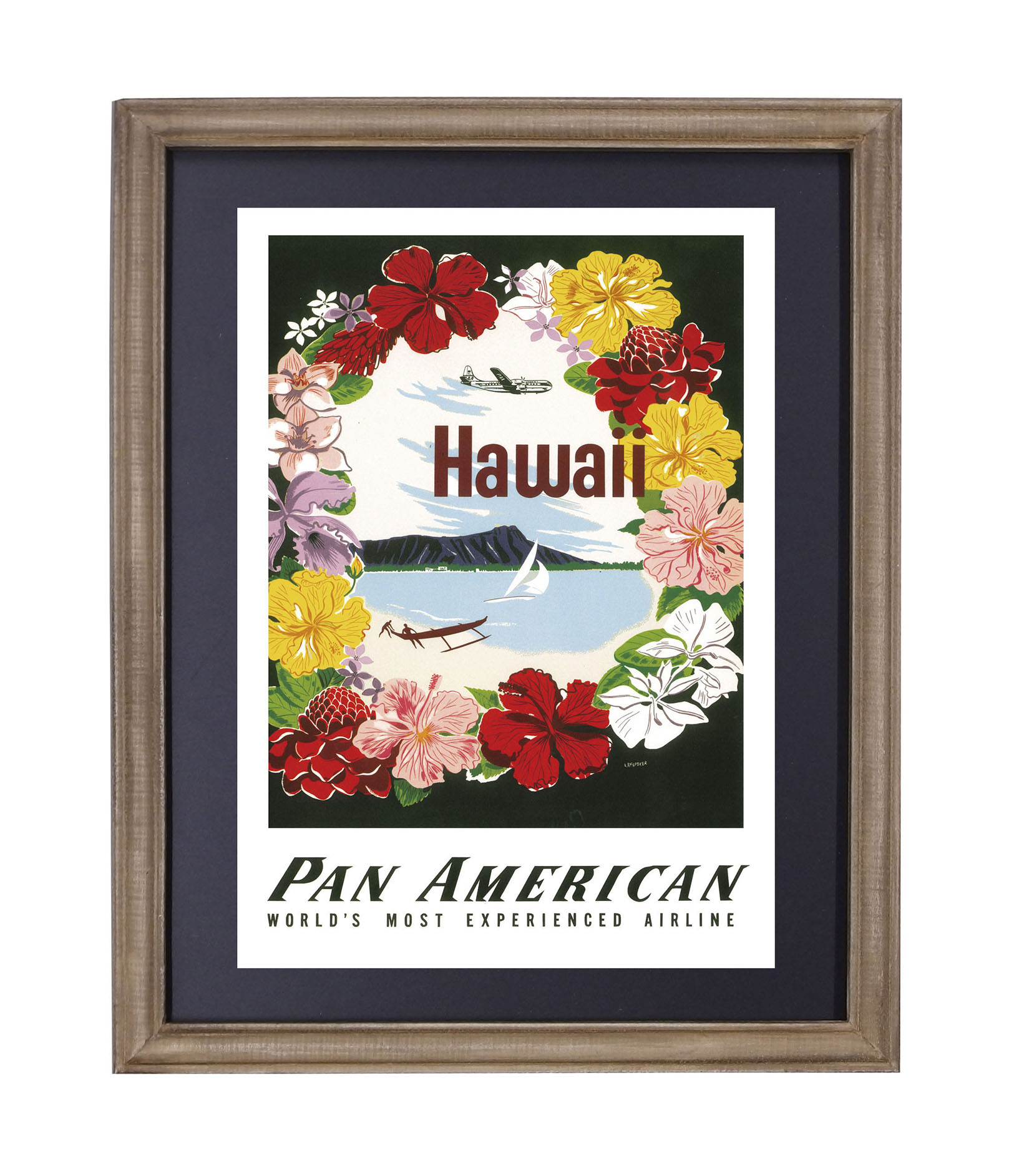 ODハワイアン フレームポスター PA FLOWER　インテリア/壁掛け/南国※2024.5入荷