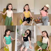 韓国子供服、ベスト、新しい夏、女の子、ノースリーブTシャツ、涼しくて通気性