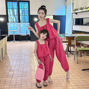 2024新作 韓国子供服  親子女の子 袖なし 2点セット80-140cm