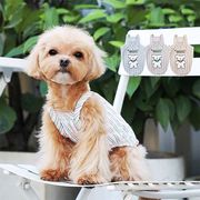 【2024夏新作】 犬服 ペット服 キャミソール 韓国風 ドッグウェア 犬猫兼用 ストライプ柄 クマロゴ