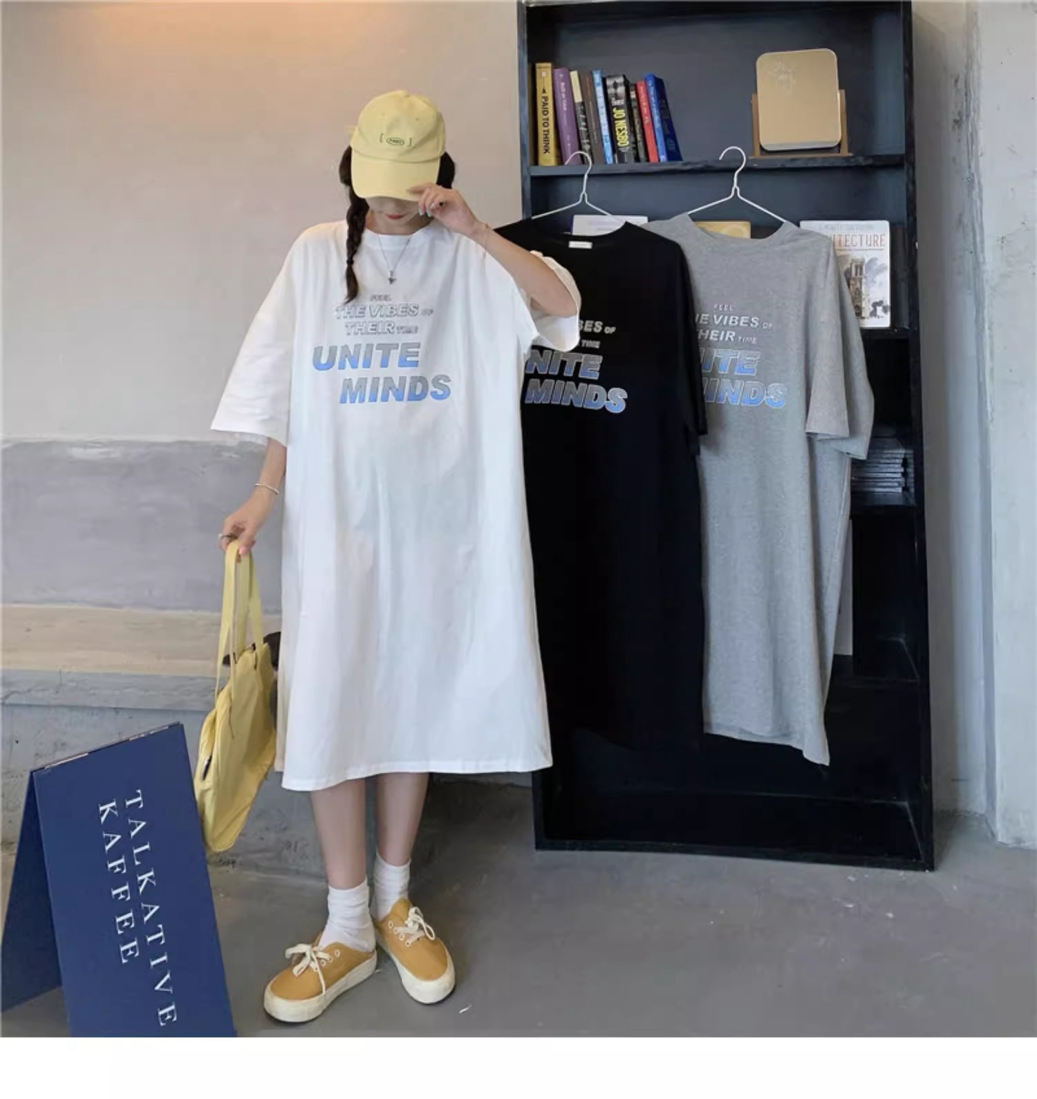 【予約222911】大きいサイズ春夏新作 韓国 レディース ファッション   Tシャツワンピース  LL-4L