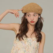 4色 麦わら帽子 ベレー帽 女性のファッション帽子 夏の新作 レトロ 画家の帽子