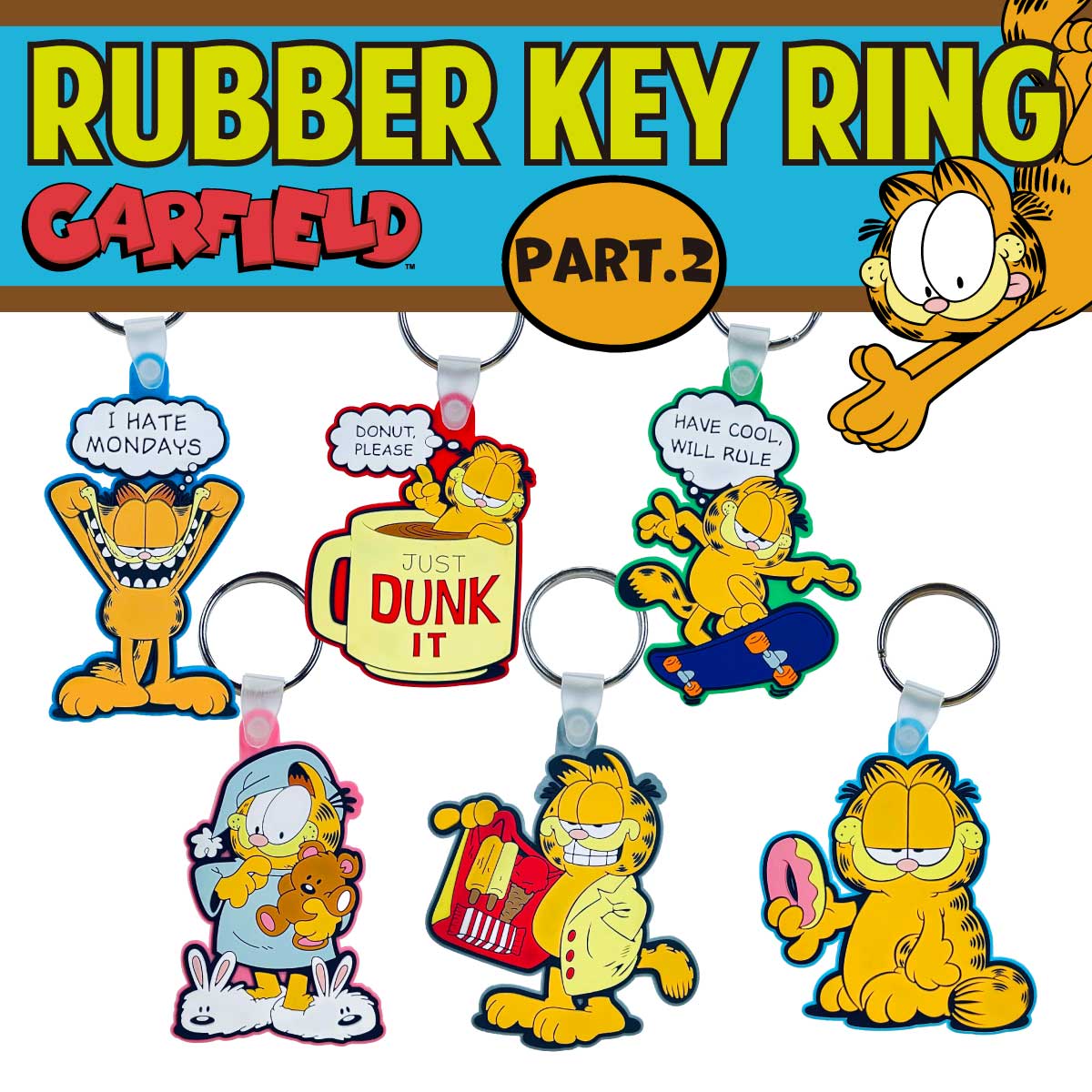 【世界中で愛されてる猫】【ぷくっとオシャレ】RUBBER KEY RING GARFIELD ガーフィールド ラバーキーリング