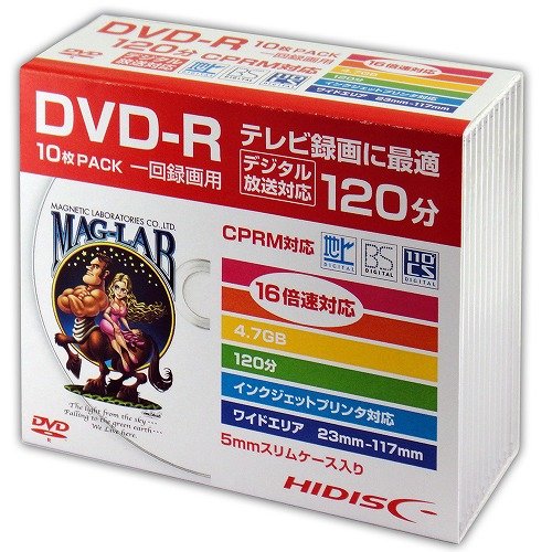 【10P×5セット】 HIDISC DVD-R 録画用5mmスリムケース HDDR12JC