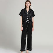 夏の薄手のパジャマツーピースセット、イミテーションシルク半袖パンツ、ラウンジウェア