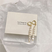 韓国のレトロな真珠のイヤリング、韓国の淡水真珠のイヤリング、長い真珠のイヤリング