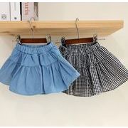 韓国風  INS  ハーフスカート 子供服  スカート レジャー 2024夏新品 格子 ゆとり  70-120  2色