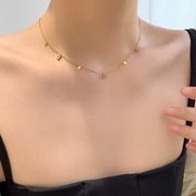 クリスタル ジルコンタッセル チタン鋼ネックレス 女性 ファッション ジュエリー