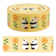 【濱文様】　マスキングテープ　向日葵とパンダ　　(日本製)