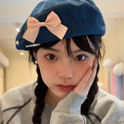 リボンベレー帽　帽子　韓国ファッション　デニム　春夏　かわいい　バレエコア