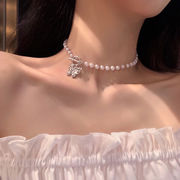 パールバタフライネックレス女性Ins鎖骨チェーン2024新しいシンプルなネックレスネックレス