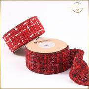 【2色】リボンテープ 上品赤チェック柄 ラッピング プレゼント ギフト 布小物 服飾 花束包装 手芸材料