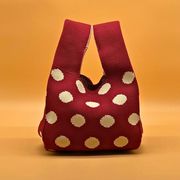 【ワゴンセール・即納】赤水玉 ニット ミニバッグ Red dot knit small bag
