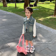2024新しい韓国スタイル子供服子供服トップスーツデニムジャケット+スカート