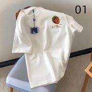 2色 うさぎ  いちご柄半袖   ゆるい oversize　白い  Tシャツ 夏 レディース 半袖    コットン100%