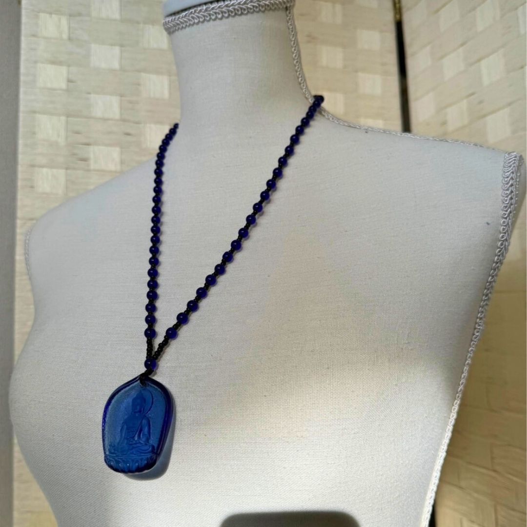 ネックレス ブルーパープル 仏様の数珠ネックレス アクセサリー 首輪