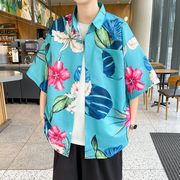 【予約223301】大きいサイズ メンズファッション 花柄 半袖  ビーチリゾート風 ポロシャツM~4L