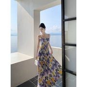Nancycavally 特別な夏のロマンチックなボヘミアン油絵咲く雰囲気フレンチバケーションサスペンダードレス