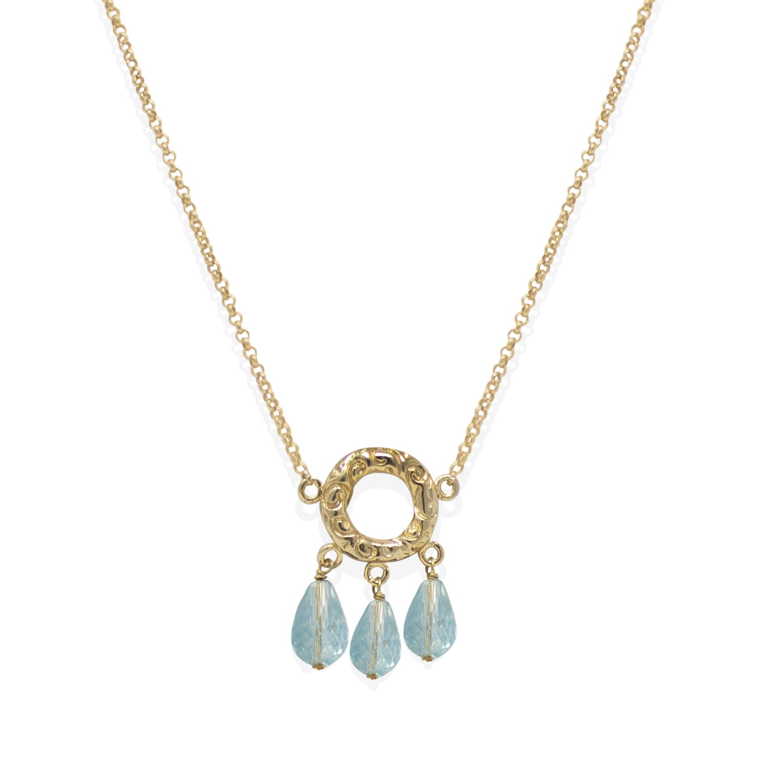 Blue Topaz Drop Pendant Necklace