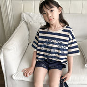 子供服　80~130cm　キッズTシャツ　ボーダーTシャツ　男女兼用　韓国キッズ服