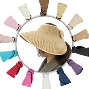 14色 夏用の折りたたみ式中空麦わら帽子 つばの大きな日よけ帽子  ポータブル屋外日よけ帽子  抗紫外線