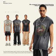 メンズファッション ビンテージ風 タンクトップ 男女兼用 ノースリーブ トップス 春夏 2024新作★全3色