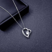 ネックレス CZダイヤステンレス チェーン  サージカルステンレス ハートネックレス  韓国 2024新作