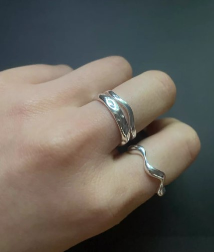 100% S925シルバー 純銀 波線リング 大人リング | 卸売・ 問屋