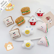 ハンバーガー パン アイス 朝食 ぬいぐるみブローチ 針有無 布小物 デコパーツ DIYパーツ
