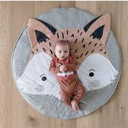 大感謝祭限定 ベビープレイマット 円形 遊びマット 綿素材 直径90cm 洗える 動物柄 可愛いベビーマット