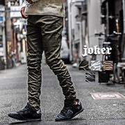 【パンツ】シャーリングデザイン スキニーツイルパンツ チノパン／joker