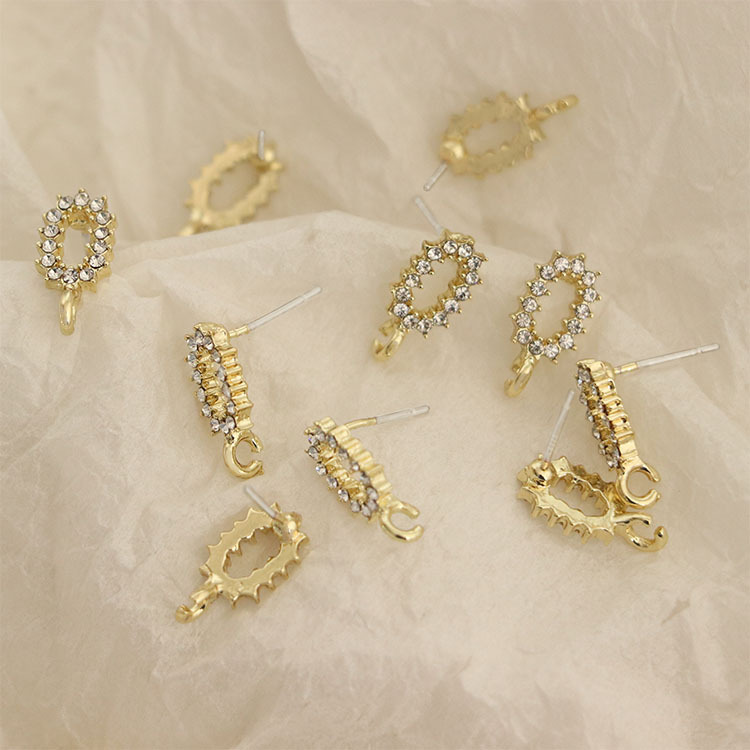 ピアスパーツ アクセサリーパーツ ハンドメイド ピアス金具 ラインストーン 手作り ポストピアス DIY 楕円