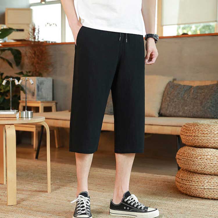 monks/ nop de nod ⿻ リネン 7分丈 サルエルパンツ 夏 サルエルパンツ メンズ ポケット付き 麻パンツ 7分丈 ワイド