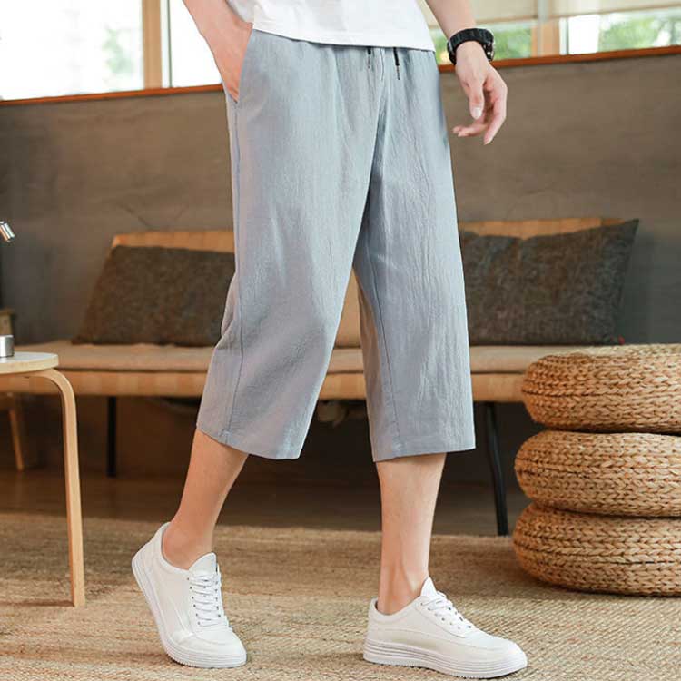 サルエルパンツ メンズ ポケット付き 麻パンツ 7分丈 ワイド