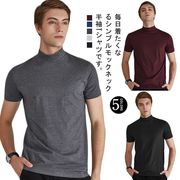 ハイネック tシャツ メンズ 半袖 tシャツ 無地 モックネック インナー カットソー ス