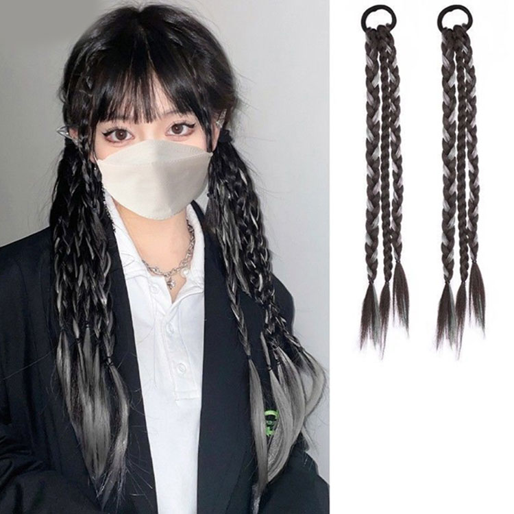 全11色、メッシュの三つ編み！ポイントウィッグ ウィッグ ツインテール