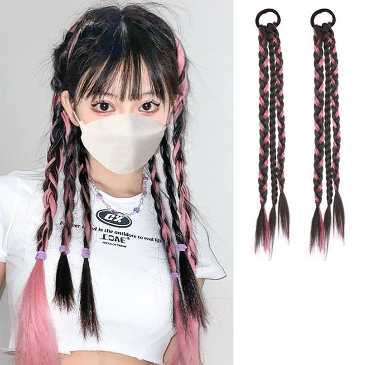 全11色、メッシュの三つ編み！ポイントウィッグ ウィッグ ツインテール