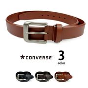 全3色 converse コンバース リアルレザー シングルピン ベルト ロゴ型押し 本革