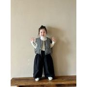 2024秋新作韓国風子供服 ベビー服 キッズ  チェック柄  ベスト  90cm-140cm