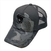 刺繍メッシュキャップ モノトーン鯉 ブラック　帽子/和柄/夏/日除け