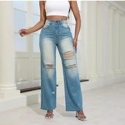 大きいサイズ レトロパンツ ゆったり シンプル レディースデニムパンツ 痩せ見えパンツ デニムパンツ