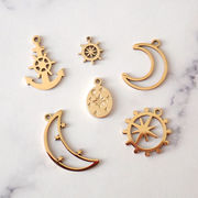 金属アレルギー対応【25.航海と天体】ステンレスチャーム ペア売り メタルチャーム 星 月 錨 操舵輪