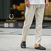 【パンツ】ストレッチ テーパード ストライプ スラックス／SOMEDIFF