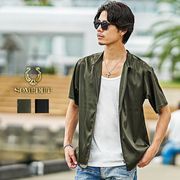 【半袖シャツ】半袖 シャイニー フルジップ 半袖シャツ／SOMEDIFF